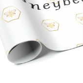 Moderne & Elegante Gouden Honingbij Imker Cadeaupapier (Rol Hoek)