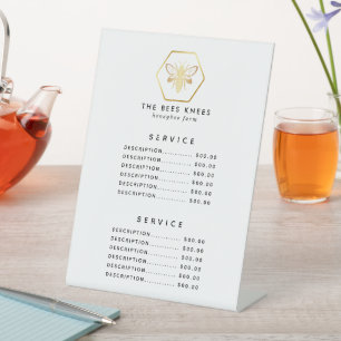 Moderne & Elegante Gouden Honingbij Imker Reclamebord Met Voetstuk