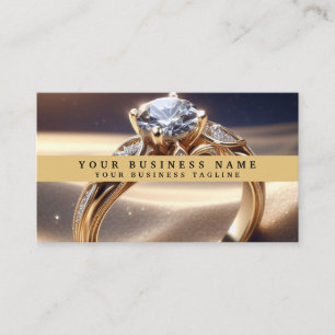 Moderne Elegante Gouden Juwelier Diamanten Ring Visitekaartje