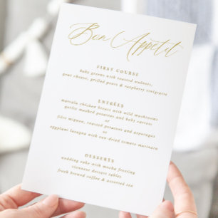 Moderne Elegante Gouden Kalligrafie Trouwmenu Menu