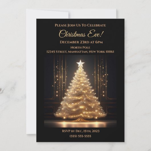 Moderne Elegante Gouden Kerstboom Kaart (Voorkant)