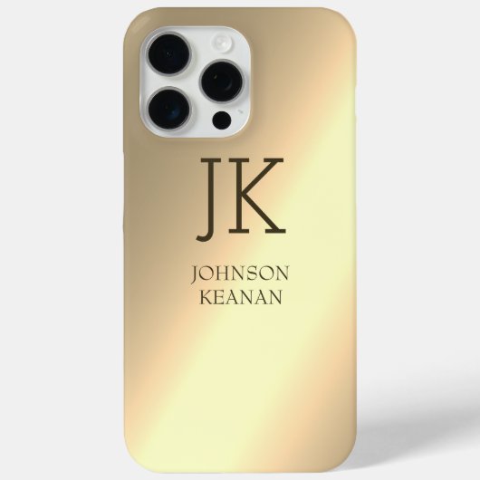 Moderne Elegante Gouden Metallic monogrammed Naam Case-Mate iPhone Case (Achterkant)
