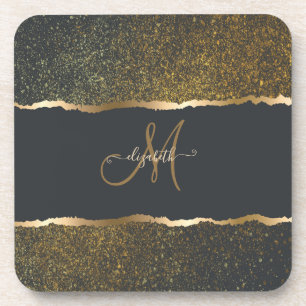 Moderne Elegante Gouden Monogram Bier Onderzetter