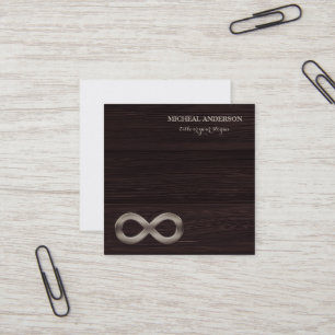 Moderne Elegante Gouden Oneindigheidssymbool Hout Vierkante Visitekaartje