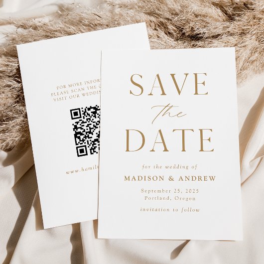 Moderne Elegante Gouden QR-code Save The Date