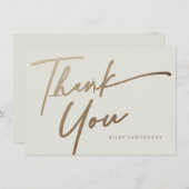 Moderne Elegante Gouden Script Boho Bruidsdouche Bedankkaart (Voorkant / Achterkant)