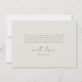 Moderne Elegante Gouden Script Boho Bruidsdouche Bedankkaart (Achterkant)