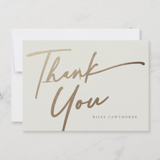 Moderne Elegante Gouden Script Boho Bruiloft Feest Bedankkaart (Voorkant)