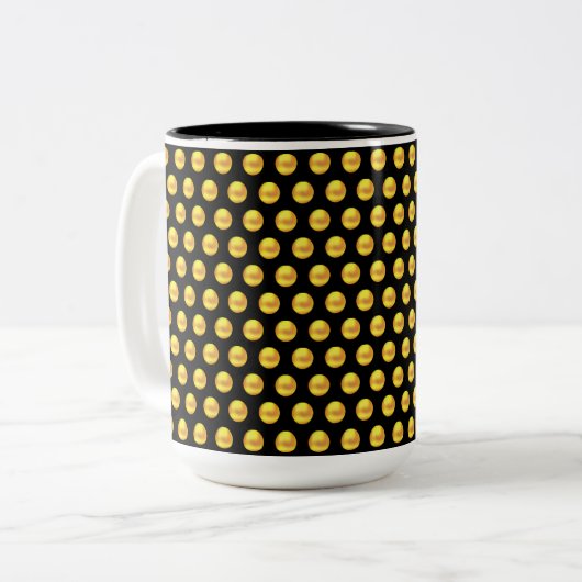 Moderne Elegante Gouden Stippen op Zwart Tweekleurige Koffiemok (Voorkant links)