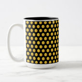 Moderne Elegante Gouden Stippen op Zwart Tweekleurige Koffiemok (Links)
