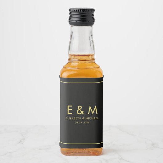 Moderne Elegante Gouden Tekst Monogram Bewaar de D Likeurfles Etiket (Voorkant)