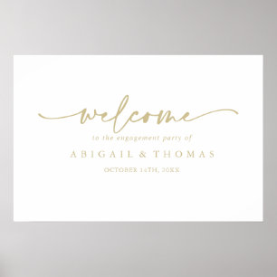 Moderne Elegante Gouden Trouwfeest Welkom Poster