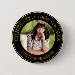 Moderne Elegante Gouden Typografie Afstudeercadeau Ronde Button 5,7 Cm