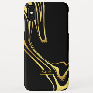 Moderne elegante gouden wervelingen op zwart iPhone XS max hoesje