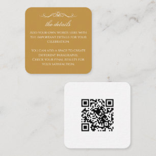 Moderne Elegante Gouden & Witte Huwelijks QR Detai Informatiekaartje