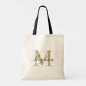 Moderne Elegante Gouden Zwarte Gepersonaliseerde M Tote Bag (Achterkant)