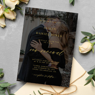 Moderne elegante gouden zwarte huwelijksgelofte ve kaart