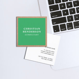 Moderne Elegante Green Kraft Paper Consultant Vierkante Visitekaartje