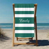 Moderne elegante Green White Stripes Pattern Name Strandlaken