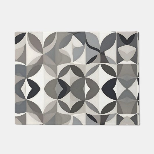 Moderne Elegante Grijze Bloemen Deurmat (Voorkant)