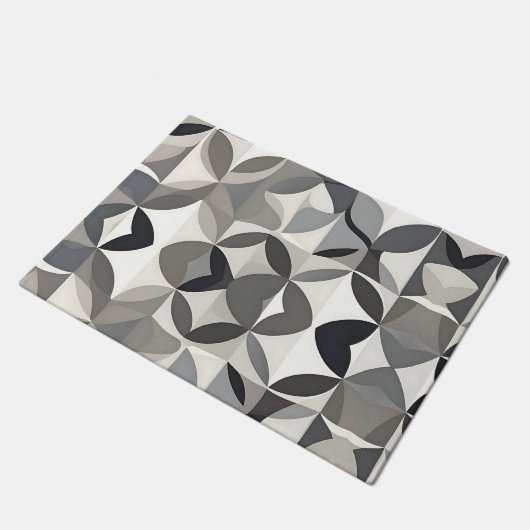 Moderne Elegante Grijze Bloemen Deurmat (Schuin)