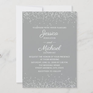 Moderne Elegante Grijze en Zilveren Glitter Bruilo Kaart