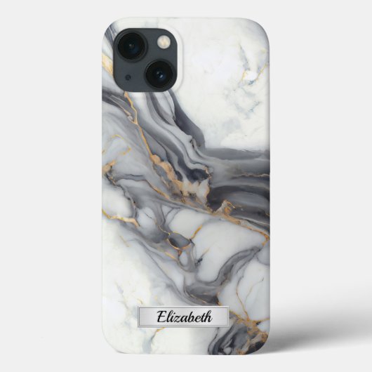 Moderne Elegante grijze marmeren kunst faux goud o Case-Mate iPhone Case (Achterkant)