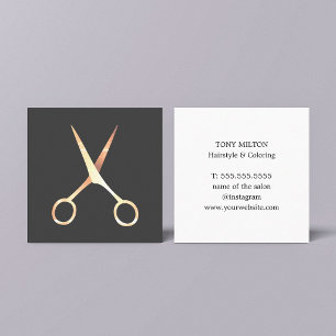 Moderne Elegante Grijze Nepgouden Scharen Kapper Vierkante Visitekaartje