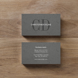 Moderne Elegante Grijze Stenen Monogram Consultant Visitekaartje
