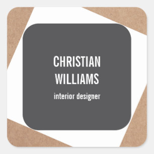 Moderne Elegante Grijze Witte Kraftpapier-Document Vierkante Sticker