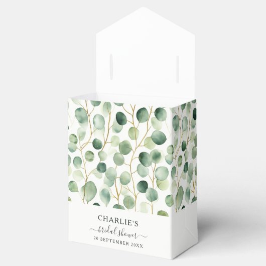 Moderne Elegante Groene Bruidsdouche Bedankdoosjes (Geopend)