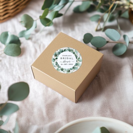 Moderne Elegante Groene Bruidsdouche Ronde Sticker