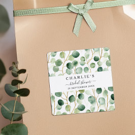 Moderne Elegante Groene Bruidsdouche Vierkante Sticker