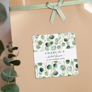 Moderne Elegante Groene Bruidsdouche Vierkante Sticker