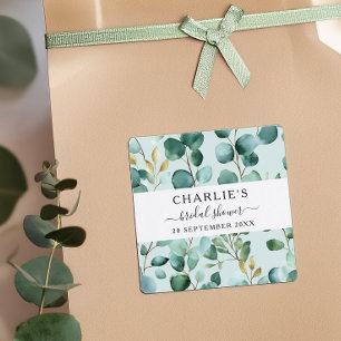 Moderne Elegante Groene Bruidsdouche Vierkante Sticker