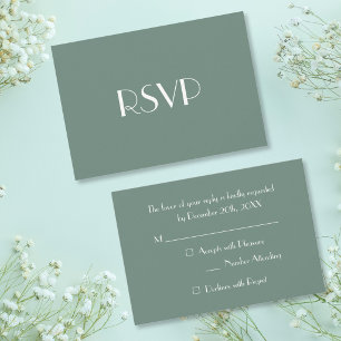 Moderne Elegante Groene Bruiloft RSVP Uitnodigings Kaartje