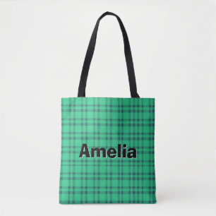 Moderne elegante groene check draagtas