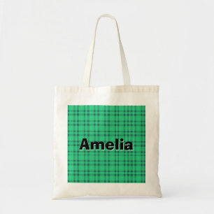 Moderne elegante groene check tote bag