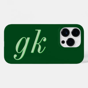 Moderne Elegante Groene Monogram Eerste Letters Case-Mate iPhone 14 Pro Hoesje