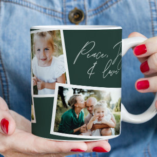 Moderne elegante groene multi-fotofamilie koffiemok