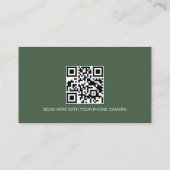 Moderne Elegante Groene QR Code Bruiloft Details/R Informatiekaartje (Achterkant)