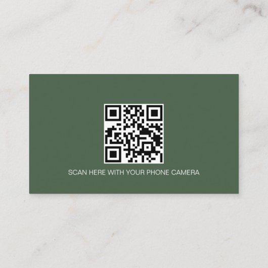 Moderne Elegante Groene QR Code Bruiloft Details/R Informatiekaartje (Achterkant)