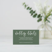 Moderne Elegante Groene QR Code Bruiloft Details/R Informatiekaartje (Staand voorkant)