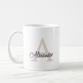 Moderne Elegante Handgeschreven Script Monogram & Koffiemok