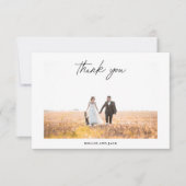 Moderne, elegante handschrijvende scriptweduwfoto bedankkaart (Voorkant)