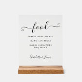Moderne Elegante Handtekening Script Eetmenu Acryl Bord (Voorkant)