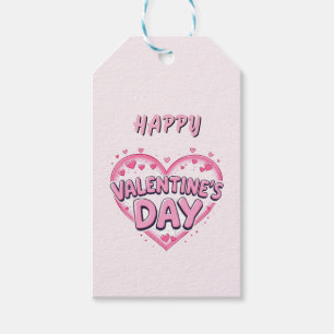 Moderne Elegante Happy Valentine's Day Pink Hearts Cadeaulabel