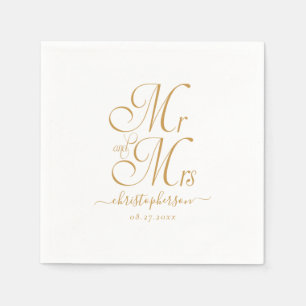 Moderne elegante heer en mevrouw Gold Script bruil Servet