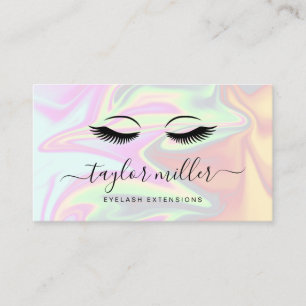 Moderne elegante holografische eyelash-extensies visitekaartje