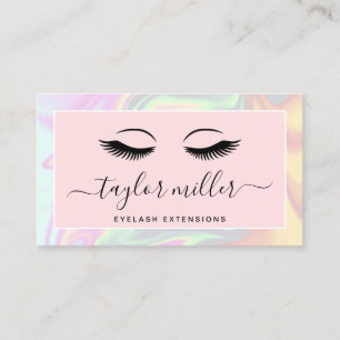 Moderne elegante holografische eyelash-extensies visitekaartje